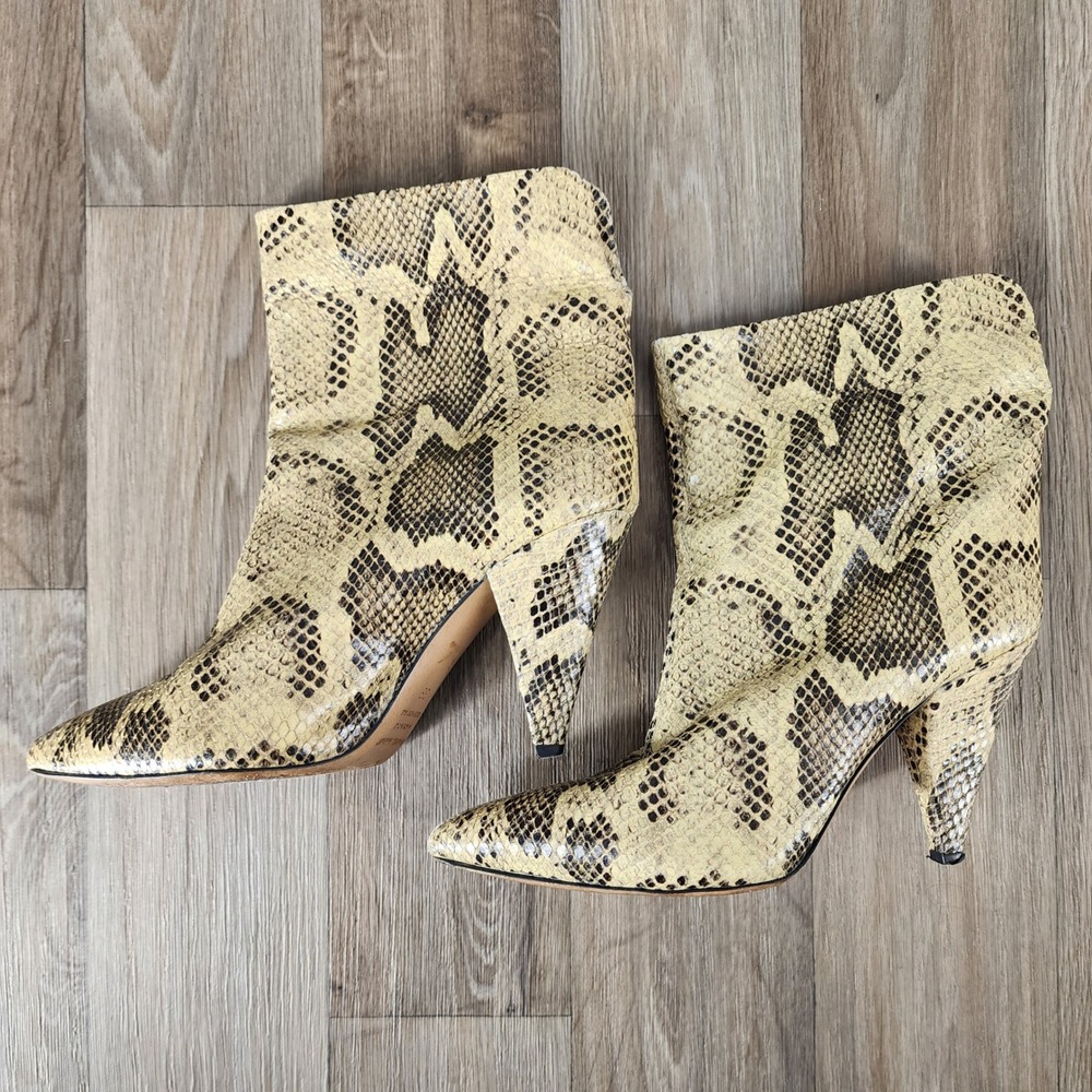 Isabel Marant Snake Print Leather Ankle Boots Italy Italian Size 38 Pull On - Picture 2 of 8